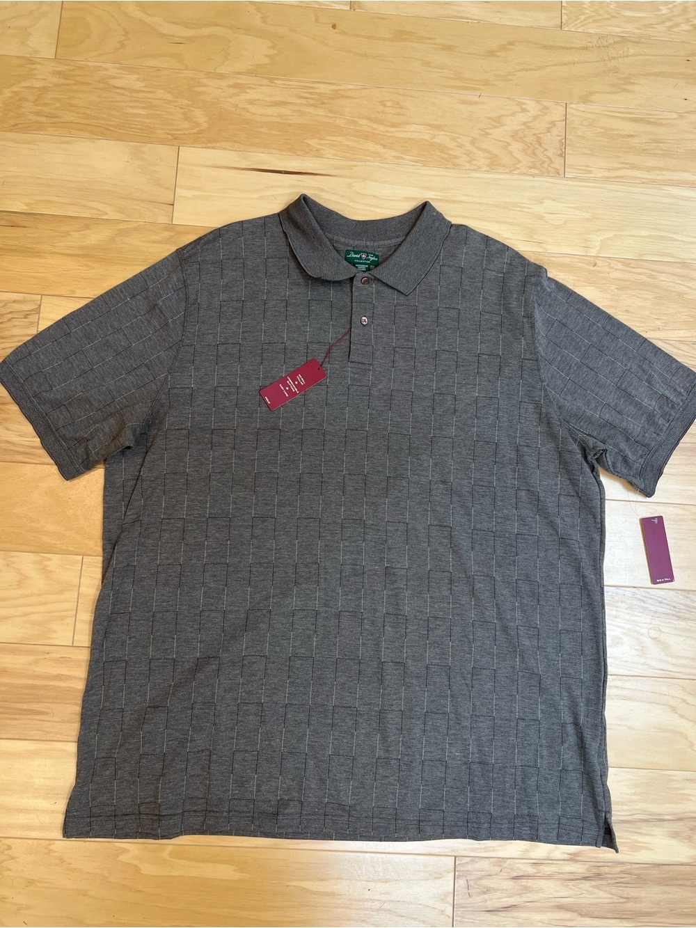 David Taylor Men's Charcoal Gray Textured Polo